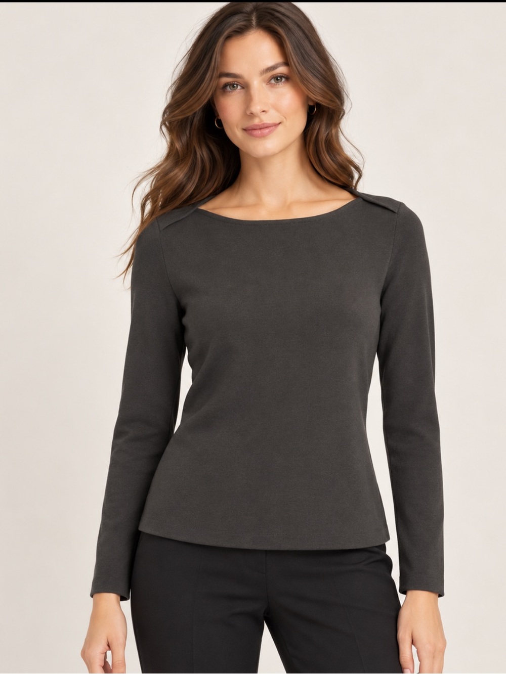 Ann Taylor Charcoal Gray Long Sleeve Knit Top Size M